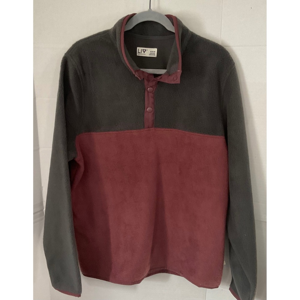 LIV Outdoor Women's Fleece Pullover Colorblock Snap Neck Gray Pink M
